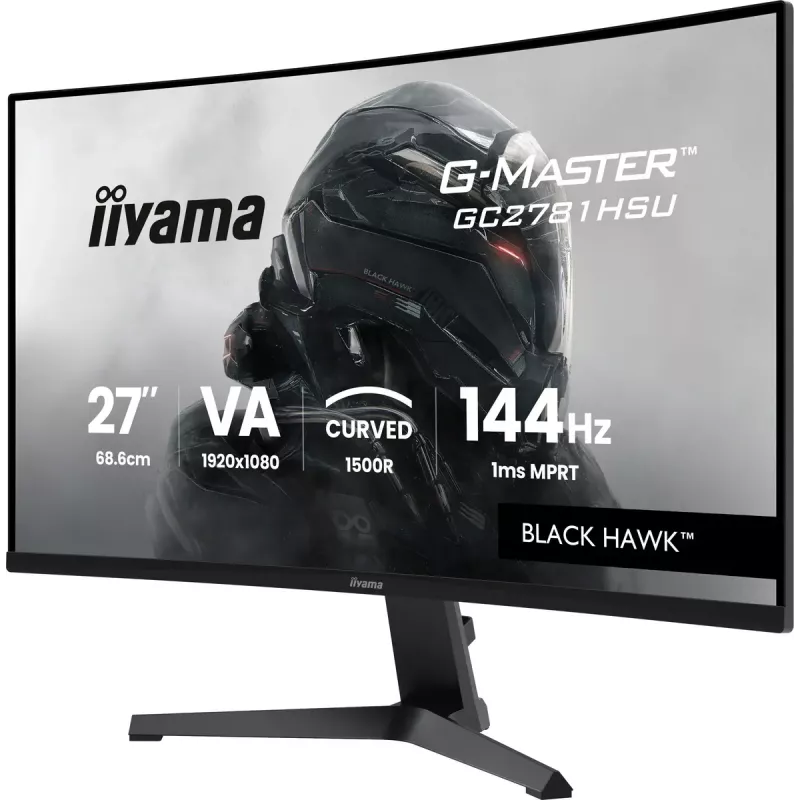 Monitorius IIYAMA G-MASTER GC2781HSU-B1 27 colių lenktas VA 1920×1080 144 Hz USB šakotuvas garsiakalbiai VESA juoda