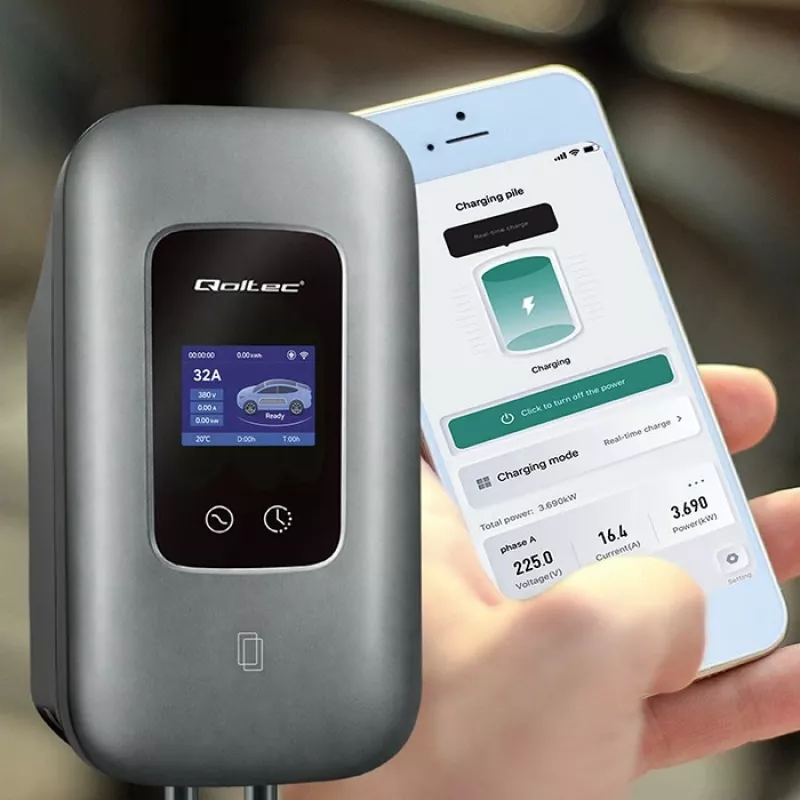 EV įkrovimo stotelė QOLTEC 3-fazė 22 kW 32 A su WiFi (modelis 52723)