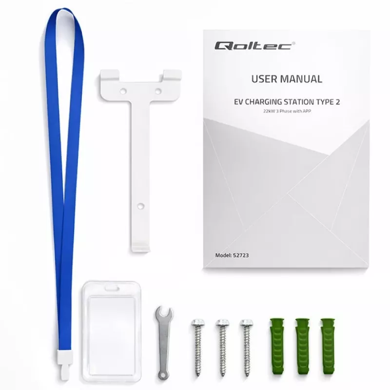 EV įkrovimo stotelė QOLTEC 3-fazė 22 kW 32 A su WiFi (modelis 52723)