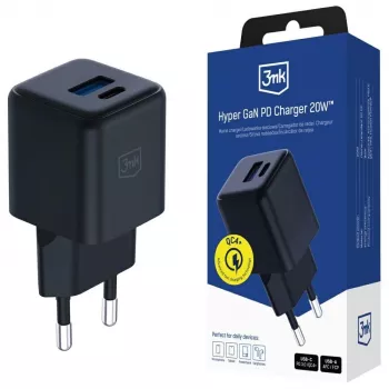 Pakrovėjas 3MK Hyper GaN 20W QC4+ USB-C greitasis pakrovėjas 20 W, GaN, QC4+