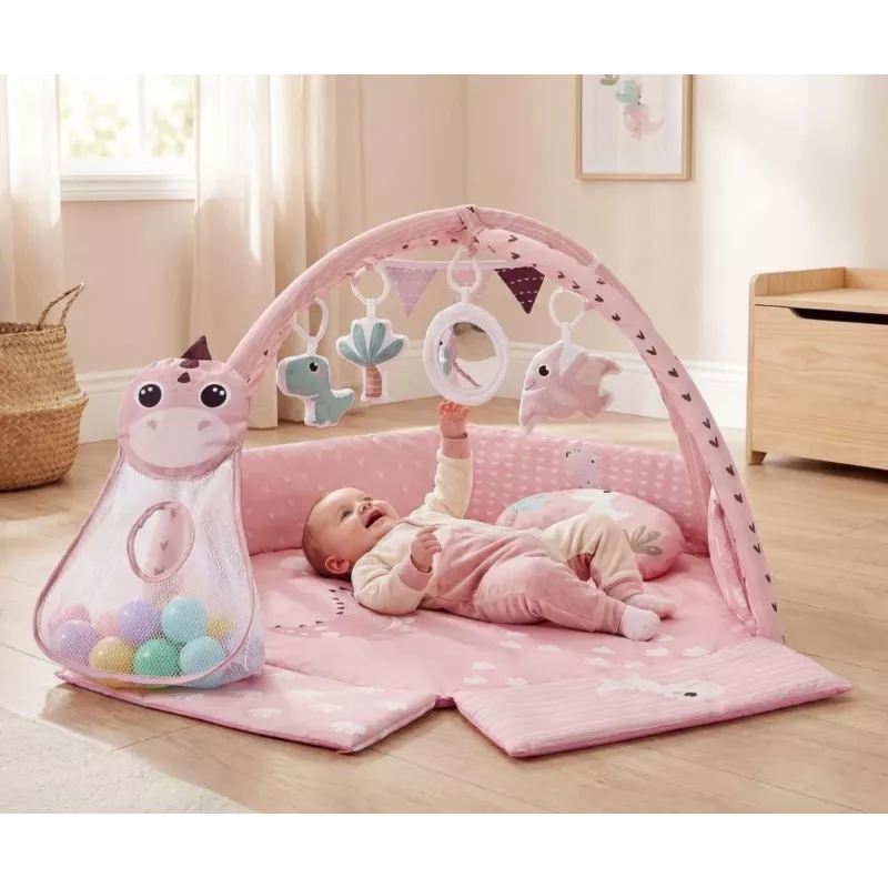 Edukacinis žaidimų kilimėlis Dino Pink TinyMini rožinis