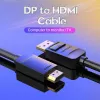 Kabelis DP į HDMI 2M/JUODAS Hadbh Vention