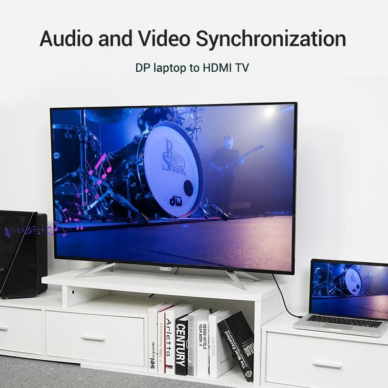 Kabelis DP į HDMI 2M/JUODAS Hadbh Vention