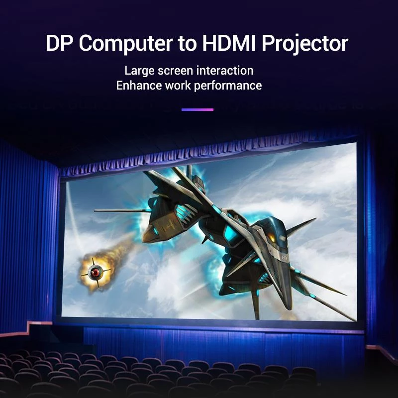 Kabelis DP į HDMI 2M/JUODAS Hadbh Vention