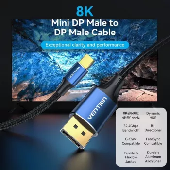 Kabelis Mini DP į DP 2M/BLUE Hcflh Vention