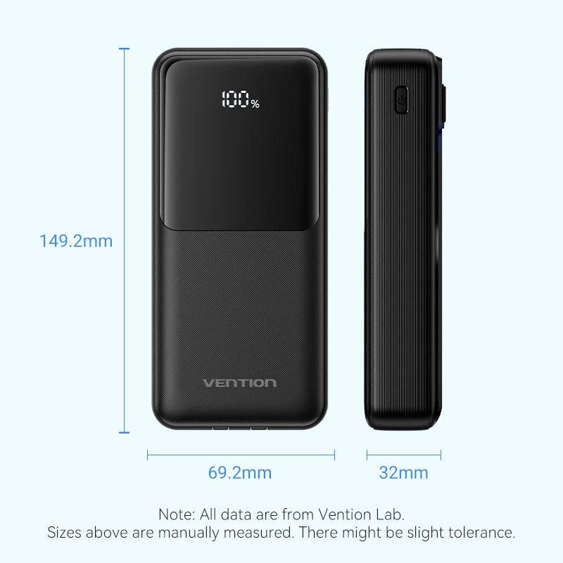 Išorinė baterija USB 20000MAH 22.5W/JUODA FHPB0 Vention