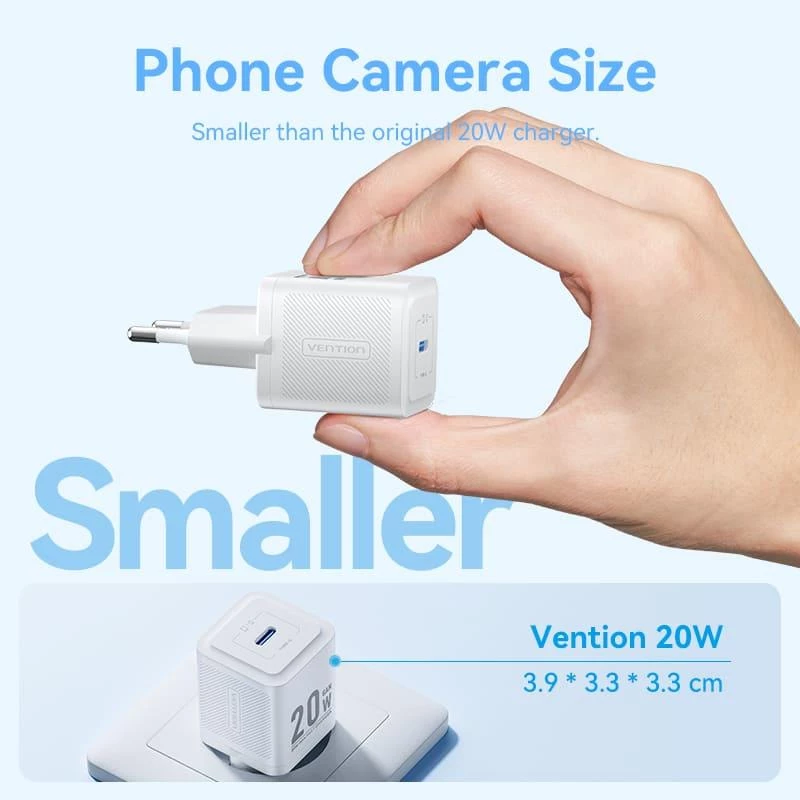 Sieninis mobilusis įkroviklis USB-C/20W TZ-FEPW0-EU-02 Vention