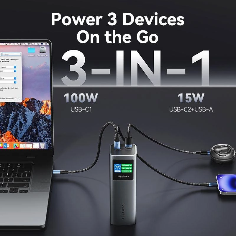 Išorinė baterija USB 27000MAH 140W/FKEH0 Vention