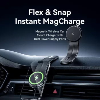 Mobilusis automobilinis įkroviklis MAGNETINIS/BELAIDIS Juodas KSJB0 Vention