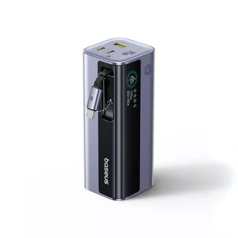 Nešiojama išorinė baterija Baseus EnerGeek GR11 20000 mAh LiPo 145W, 2× USB-C + 1× USB-A, 20V, juoda