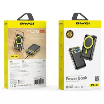Išorinė baterija Awei PA-10 10000mAh indukcinė MagSafe juoda