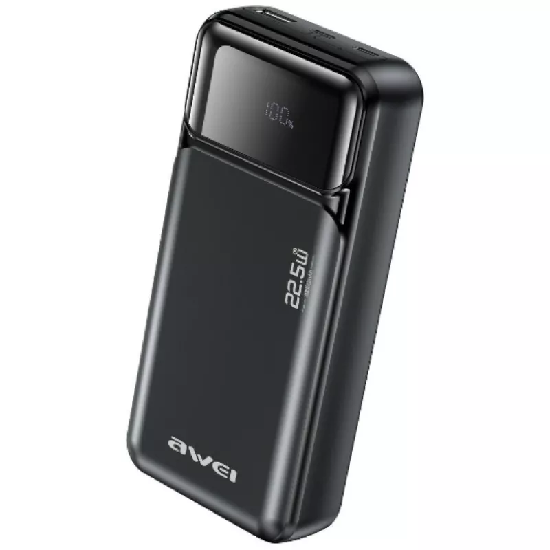 „Awei PA-92“ išorinė baterija, 20 000 mAh, 22,5 W PD, su 2 USB-C prievadais