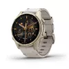 Išmanusis laikrodis GARMIN Fenix 8 43 mm, 1,3 colių AMOLED 416×416, jutiklinis ekranas, Wi‑Fi, GPS, 32 GB, auksinis korpusas, pilkas odinis dirželis