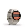 Išmanusis laikrodis GARMIN Fenix 8 43 mm, 1,3 colių AMOLED 416×416, jutiklinis ekranas, Wi‑Fi, GPS, 32 GB, auksinis korpusas, pilkas odinis dirželis
