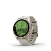 Išmanusis laikrodis GARMIN Fenix 8 43 mm, 1,3 colių AMOLED 416×416, jutiklinis ekranas, Wi‑Fi, GPS, 32 GB, auksinis korpusas, pilkas odinis dirželis