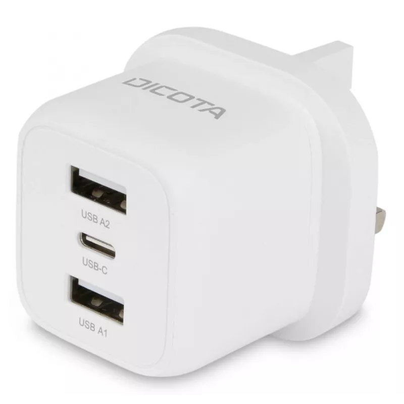 Dicota maitinimo šaltinis – kompaktiškas, nešiojamam kompiuteriui – 32 vatai – 3 A – 3 išvesties prievadai (USB-C, 2 x USB)
