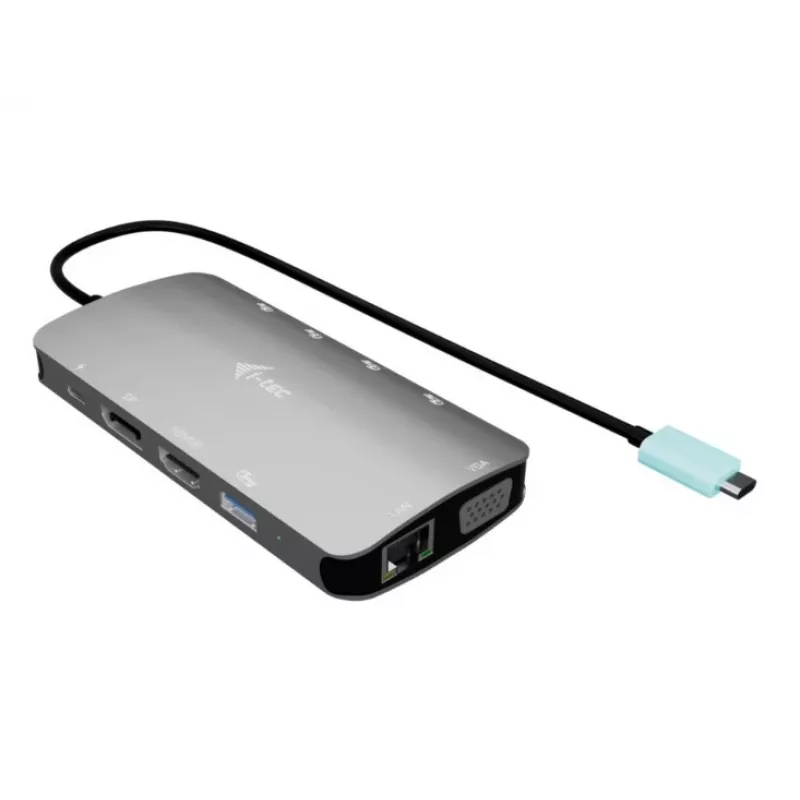 Dokingo stotis ITEC i-tec USB-C Metal Nano 3x Display (DP, HDMI, VGA) su maitinimo tiekimu 100 W, 4x USB-A, Gigabit Ethernet
