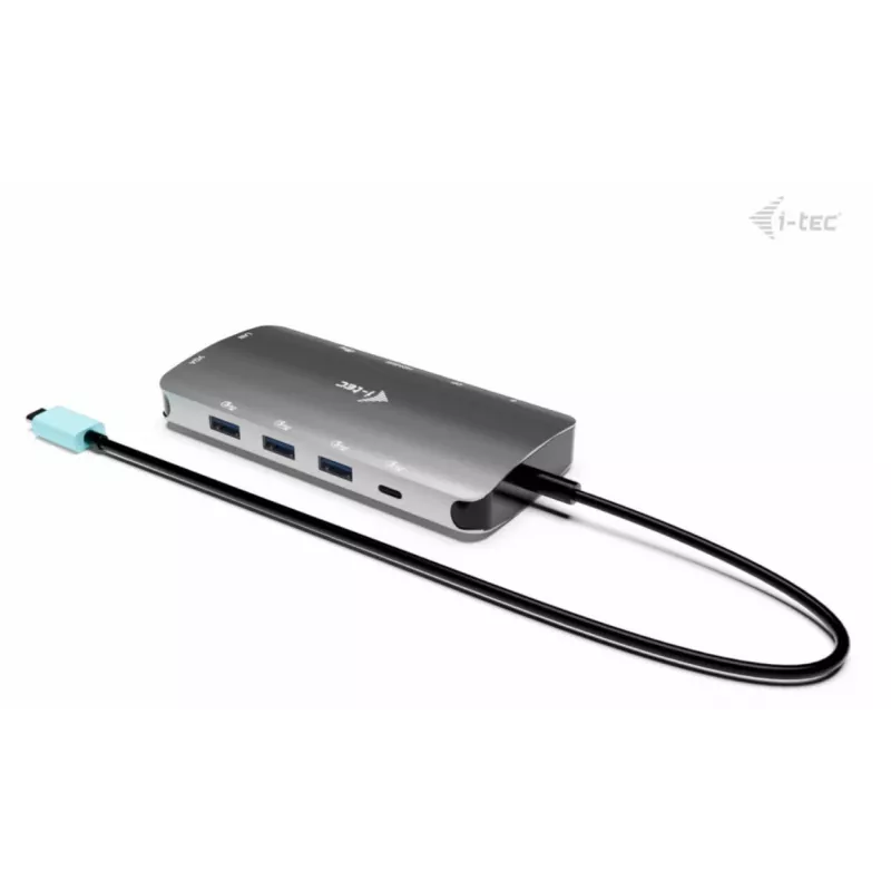 Dokingo stotis ITEC i-tec USB-C Metal Nano 3x Display (DP, HDMI, VGA) su maitinimo tiekimu 100 W, 4x USB-A, Gigabit Ethernet
