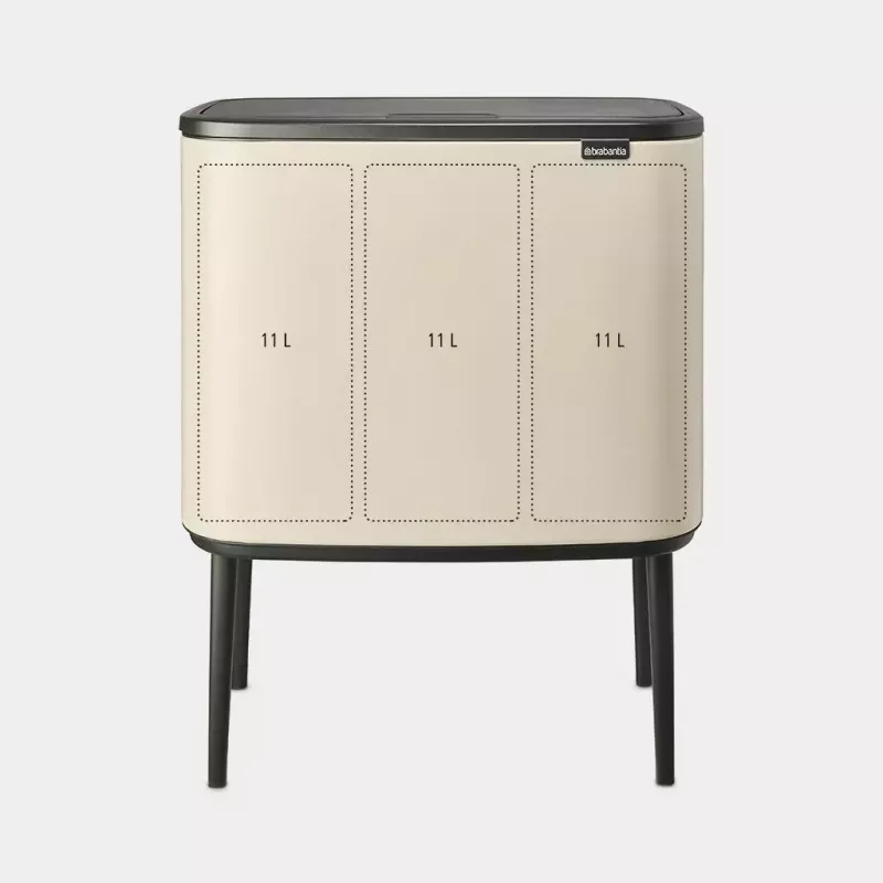 Brabantia Bo Touch šiukšliadėžė 33 l 3 krepšiai smėlio spalvos plotis 540 mm gylis 312 mm aukštis 680 mm