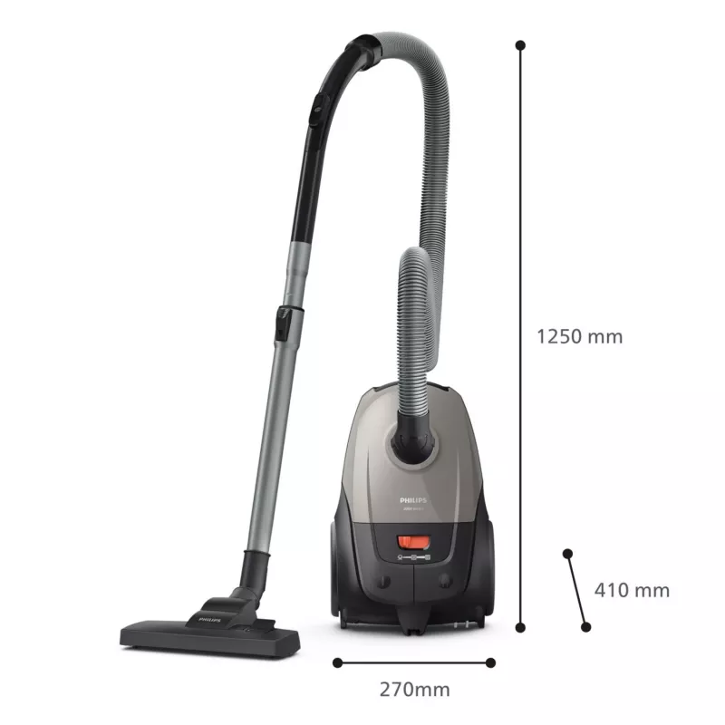 Cilindrinis dulkių siurblys „Philips 2000“ serija XD2152/12 — 850 W, 3 L dulkių maišelis, HEPA filtras, sausas valymas