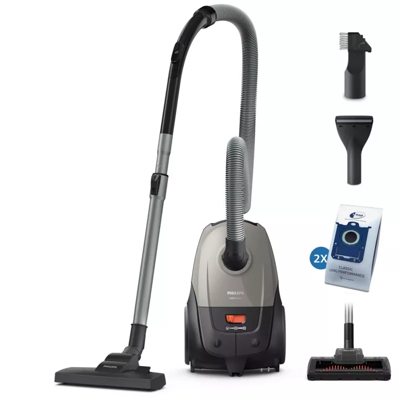Cilindrinis dulkių siurblys „Philips 2000“ serija XD2152/12 — 850 W, 3 L dulkių maišelis, HEPA filtras, sausas valymas