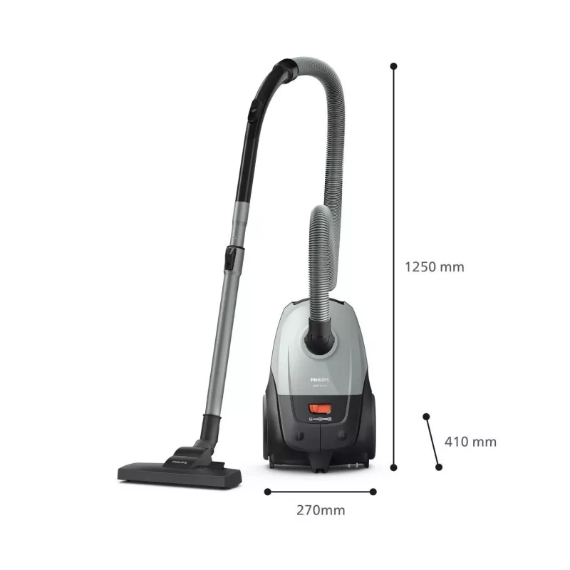 Cilindrinis dulkių siurblys Philips XD2142/12 — 850 W, 3 L dulkių maišelis, HEPA filtras, sausas valymas