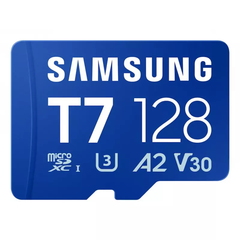 MicroSDXC atminties kortelė Samsung T7 128 GB UHS-I U3 V30 170 MB/s Mėlyna