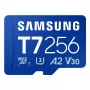 Samsung T7 „microSDXC“ atminties kortelė, 256 GB, UHS-I, U3, V30, skaitymo greitis 170 MB/s, mėlyna