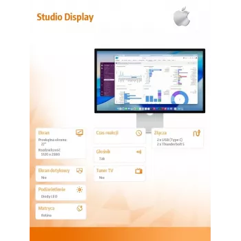 Monitorius Apple Studio Display (standartinis stiklas) su pakreipiamu ir aukščio reguliavimo stovu