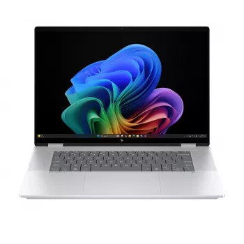 2-in-1 HP OmniBook X Flip NG AI 16-as0003nw nešiojamasis kompiuteris, 16 colių 3K OLED jutiklinis ekranas, 32 GB RAM, 1 TB SSD, Windows 11 Home, Ultra 7 258V, Glacier Sidabrinė