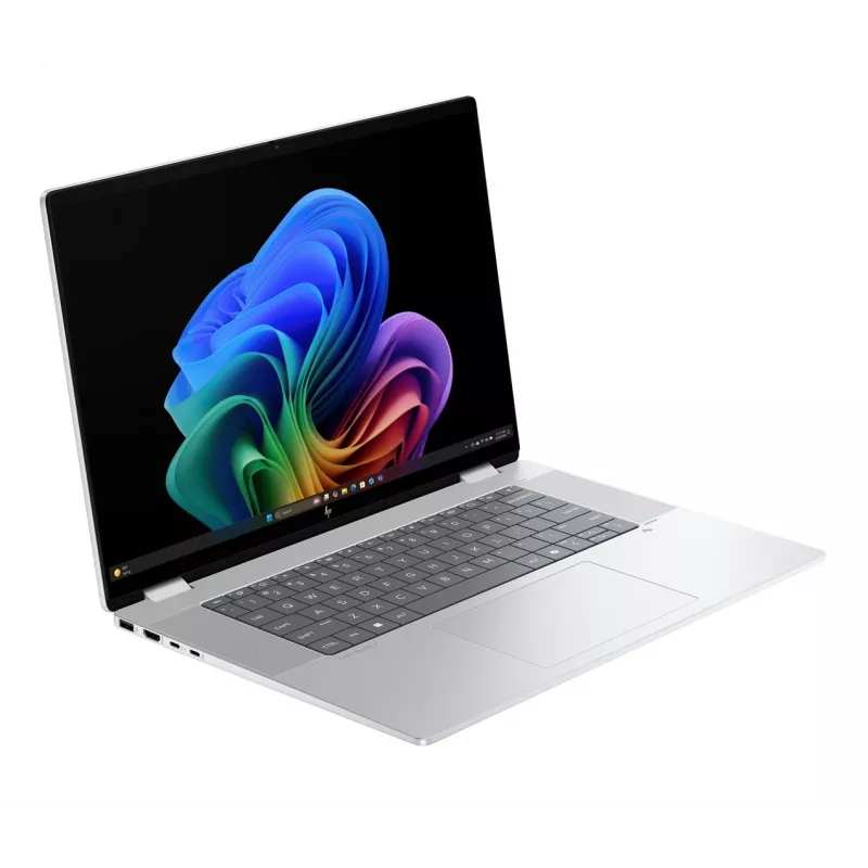 2-in-1 HP OmniBook X Flip NG AI 16-as0003nw nešiojamasis kompiuteris, 16 colių 3K OLED jutiklinis ekranas, 32 GB RAM, 1 TB SSD, Windows 11 Home, Ultra 7 258V, Glacier Sidabrinė