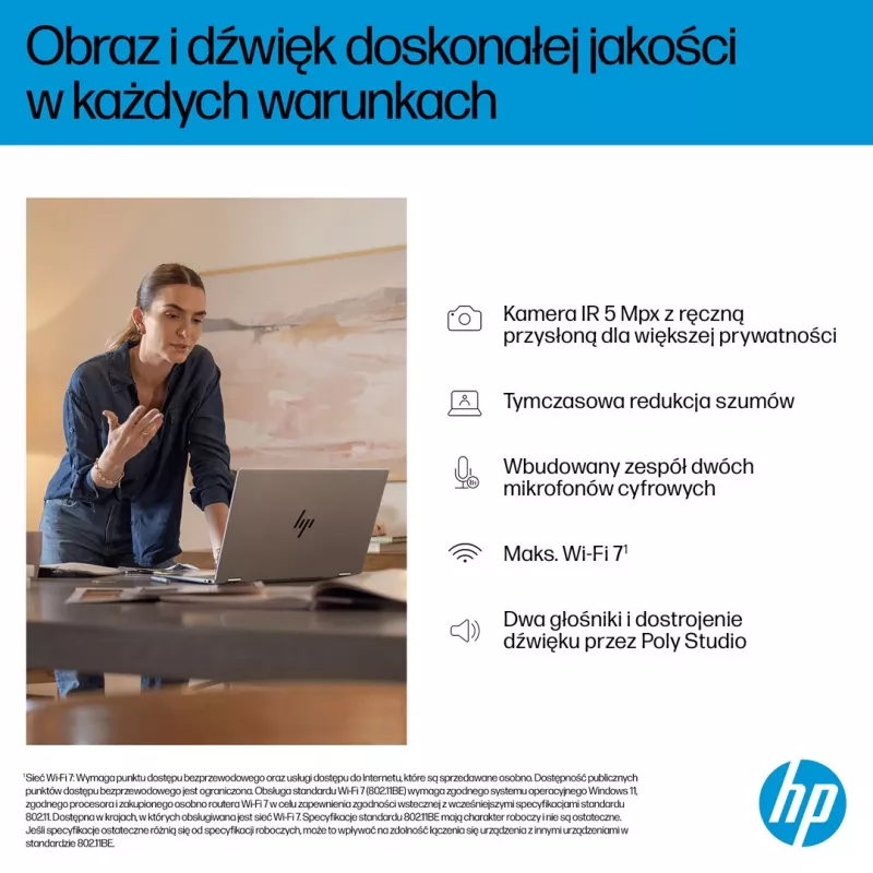 2-in-1 HP OmniBook X Flip NG AI 16-as0003nw nešiojamasis kompiuteris, 16 colių 3K OLED jutiklinis ekranas, 32 GB RAM, 1 TB SSD, Windows 11 Home, Ultra 7 258V, Glacier Sidabrinė