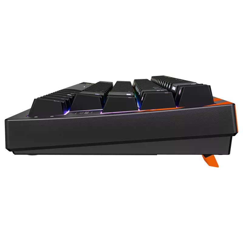 Mechaninė žaidimų klaviatūra Cherry K5 PRO TMR COMPACT — 65% AZERTY, USB laidinė, RGB apšvietimas, juoda/oranžinė