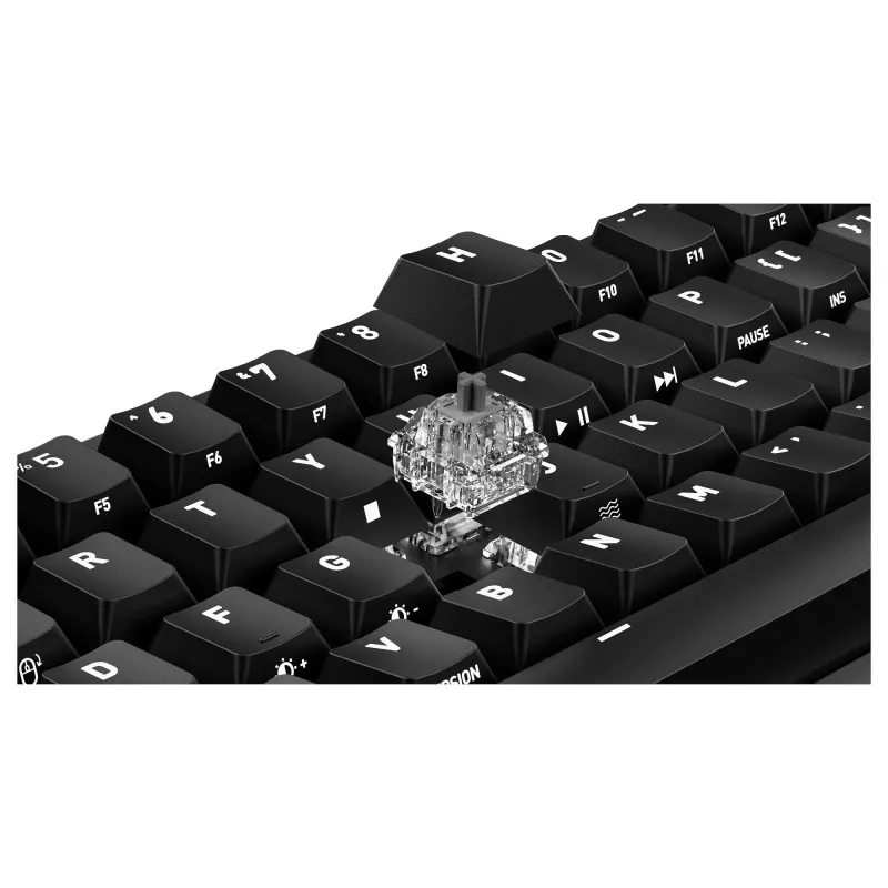 Mechaninė žaidimų klaviatūra Cherry K5 PRO TMR COMPACT — 65% AZERTY, USB laidinė, RGB apšvietimas, juoda/oranžinė