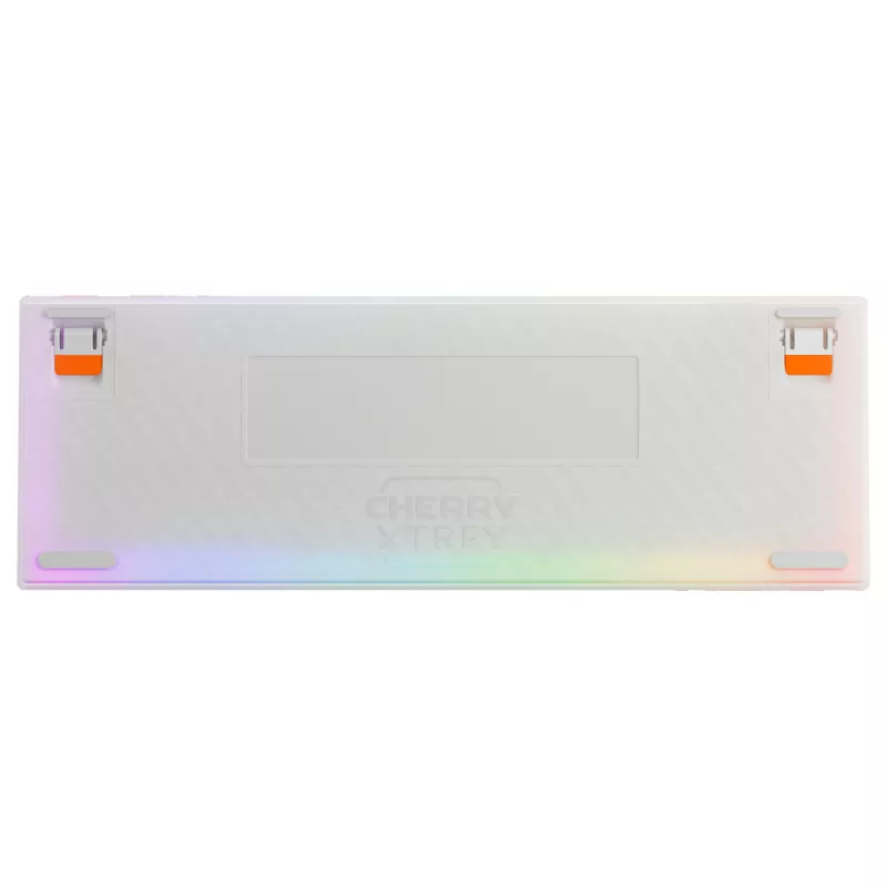 Mechaninė žaidimų klaviatūra Cherry K5 Pro TMR Compact — 65 % QWERTY USB laidinė, RGB, magnetinis jungiklis, oranžinė/baltos spalvos