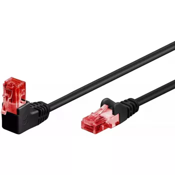 Tinklo komutacinis kabelis GOOBAY Cat6 0.25 m, U/UTP, RJ-45 į RJ-45, 90° kampuotas, juodas