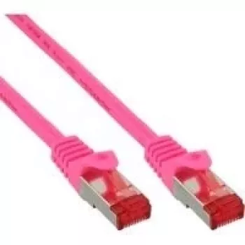 komutacinis kabelis InLine S/FTP PiMF Cat6 250MHz RJ-45 į RJ-45 PVC varis rožinis 0,3 m