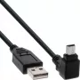 InLine USB 2.0 laidas USB A kištukas į Mini-USB B kištuką, 90° į viršų lenktos jungtys, 1,5 m, juodas