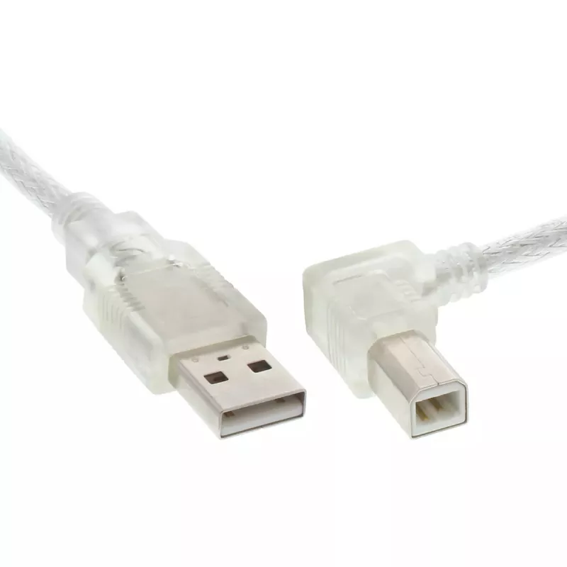 USB 2.0 laidas InLine Type A (statusis) – Type B, vyriškas, 0,3 m, permatomas