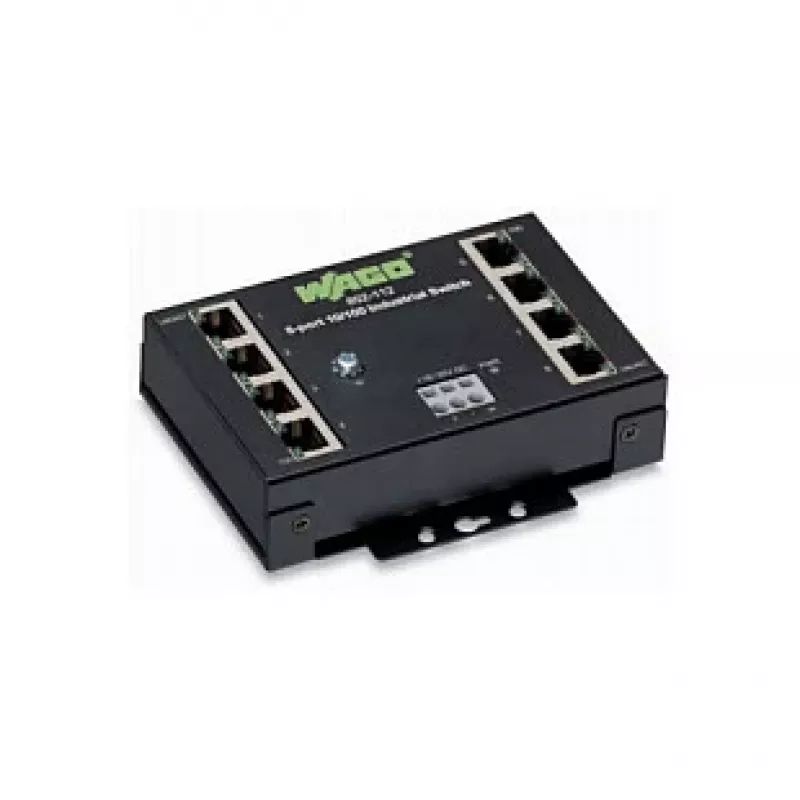 Tinklo komutatorius Wago 852-112 — 8 prievadų Fast Ethernet (10/100), RJ-45, pilnas dvipusis režimas, 2000 MAC įrašų