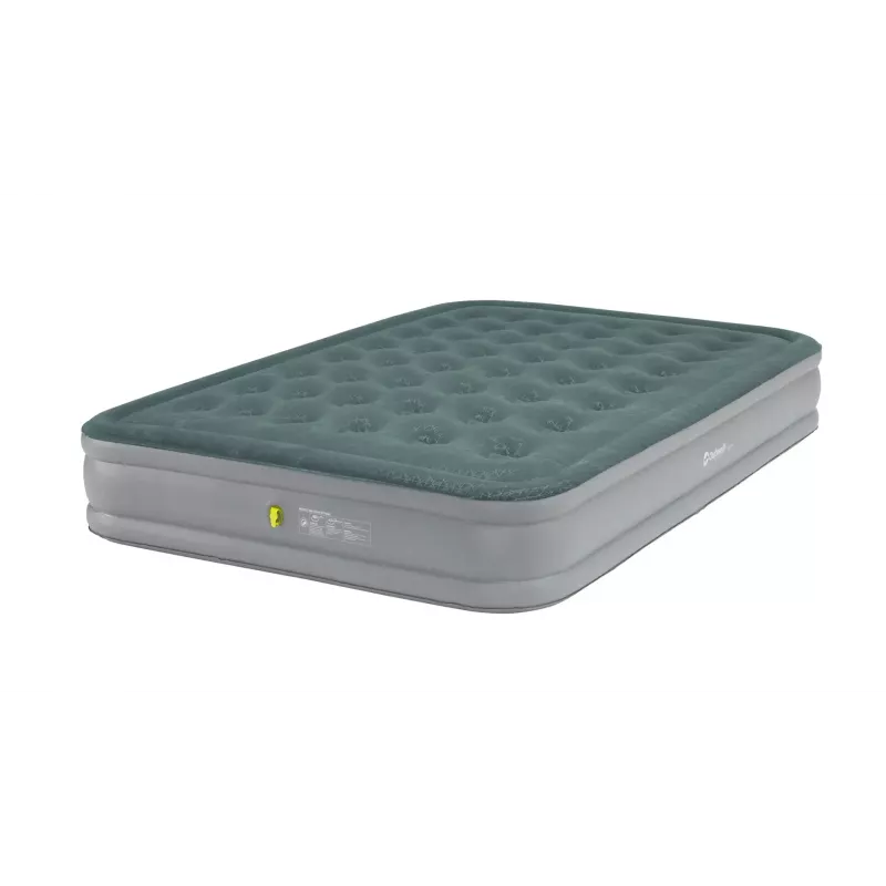 Dvigubas pripučiamas čiužinys Outwell 400116 — PVC, 1350×2000×300 mm, žalias/pilkas
