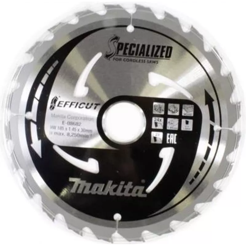 Makita Specialized EFFICUT – diskinis pjūklas – medienai – 185 mm – 24 dantys (E-08682)