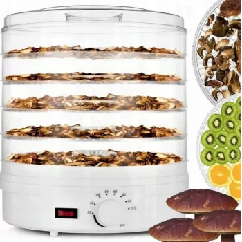 Extralink Home didelė maisto džiovyklė grybams, vaisiams, daržovėms ir žolelėms galinga Pro 500W + 5 padėklai 27cm balta