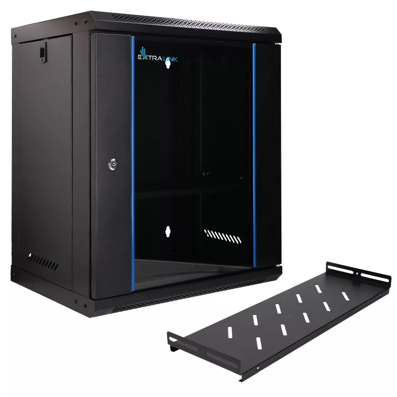 Extralink Lite 12U 530X400 SIENINIS stovo spinta juoda su lentyna
