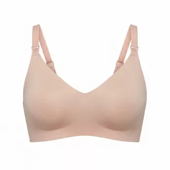 Momcozy žindymo liemenėlė YN21 (XL), Momcozy – besiūlė, smėlio spalvos, XL dydžio, skirta maitinimui krūtimi