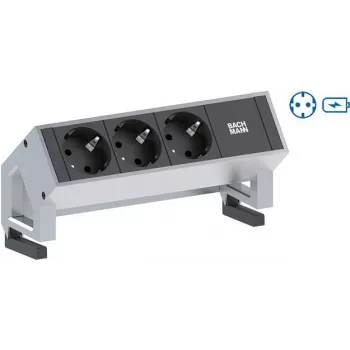 BACHMANN DESK2 1x įžemintas kištukas 1x USB įkroviklis nerūdijantis plienas (902.5712)