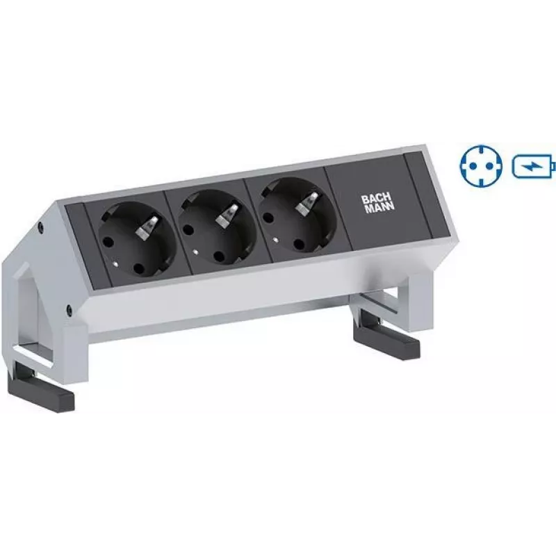 BACHMANN DESK2 1x įžemintas kištukas 1x USB įkroviklis nerūdijantis plienas (902.5712)