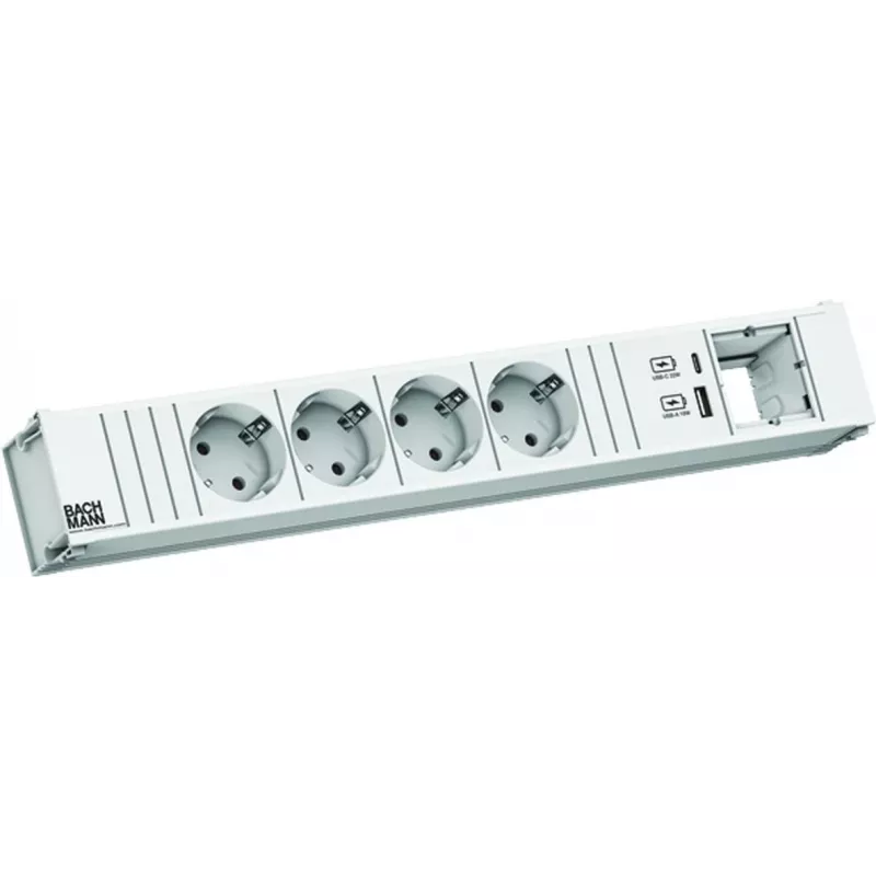 Maitinimo lizdas Bachmann CONI 4x CEE7/3 modelis 912.702 — 4 lizdai, kompaktiškas dizainas