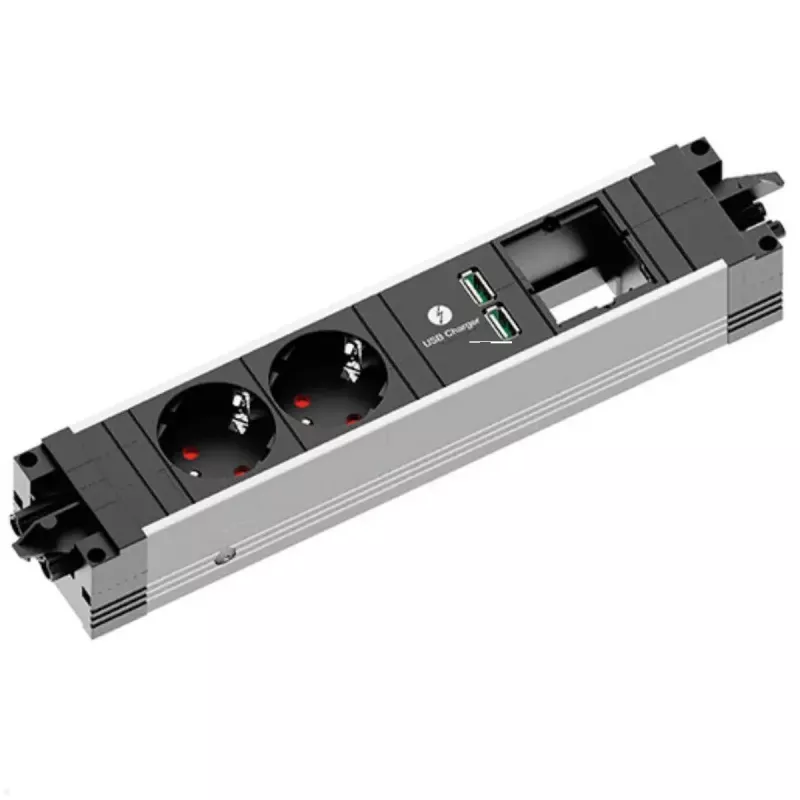 Maitinimo lizdas Bachmann STEP ALU 1x USB 1x nestandartinis modulis 2x maitinimo lizdas