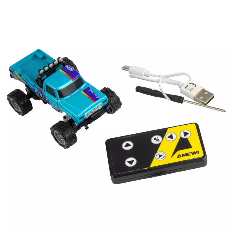 RC Monster Truck Amewi DieCast 1:64 RTR Blue – lieto metalo 1:64 mastelio, paruoštas naudojimui